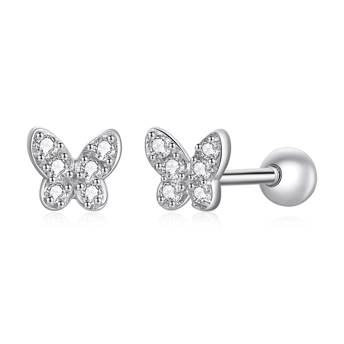 pandora style silver butterfly stud earrings sce1116