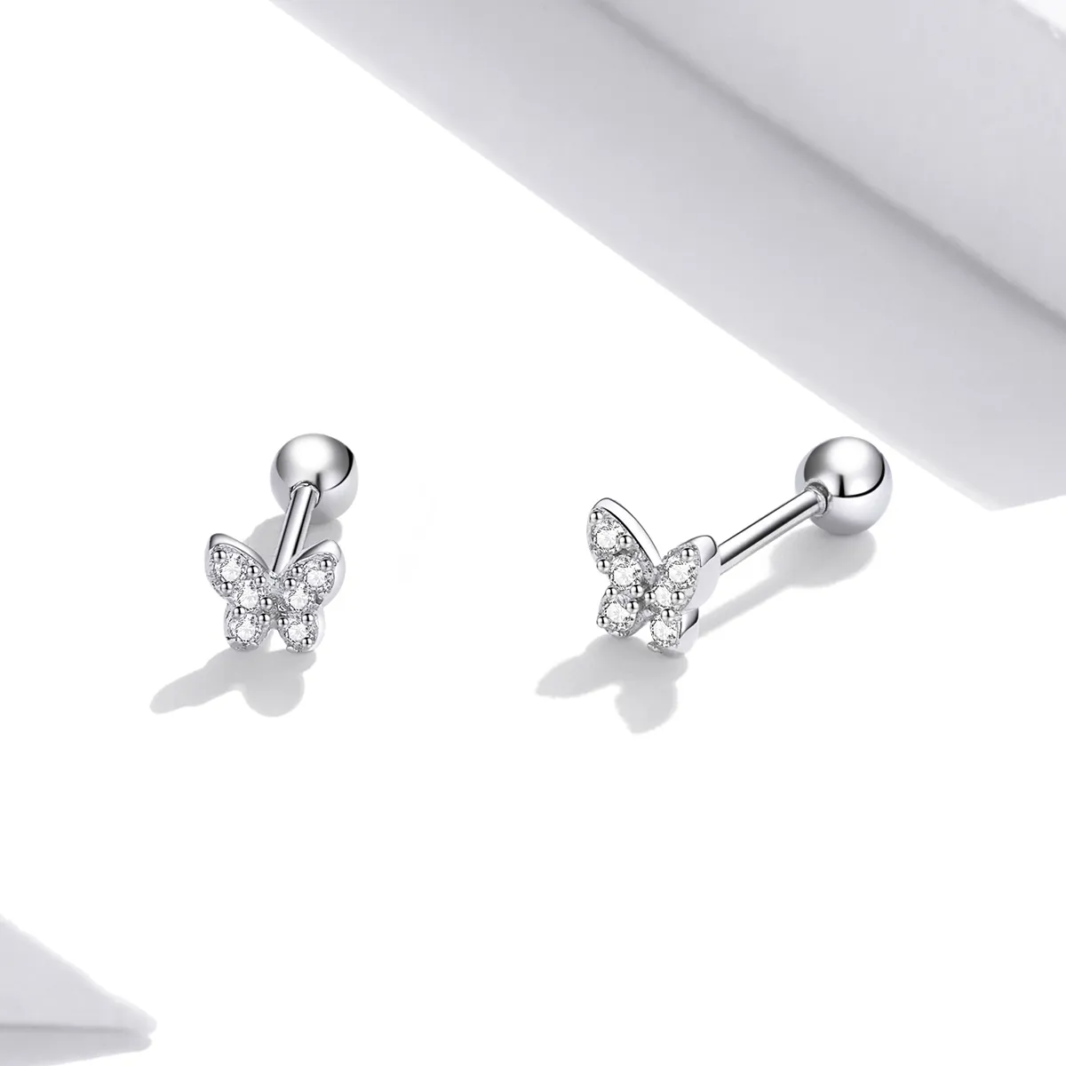 Pandora Style Silver Butterfly Stud Earrings - SCE1116