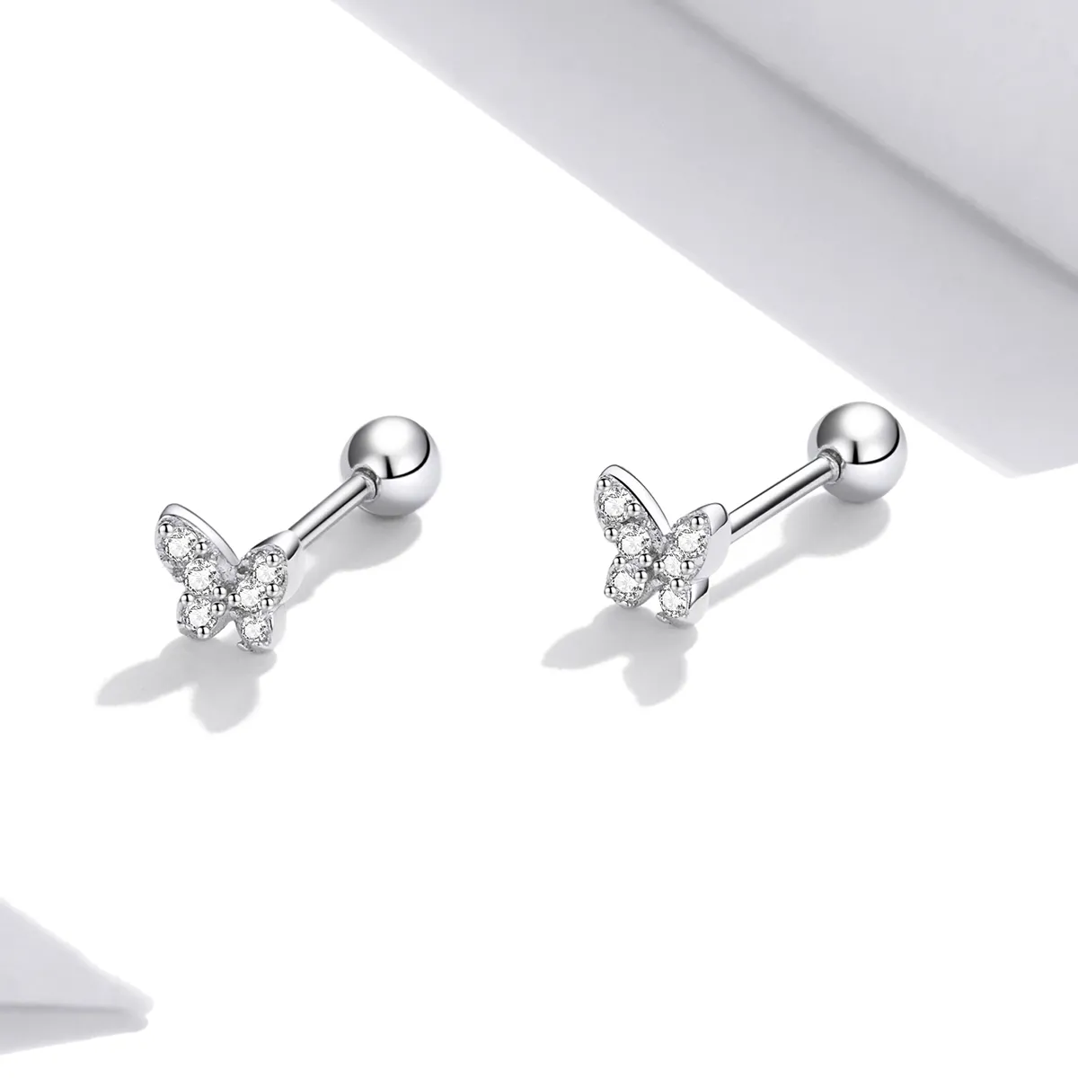 Pandora Style Silver Butterfly Stud Earrings - SCE1116