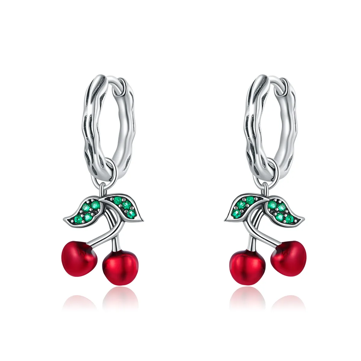 Pandora Style Silver Cherry Dangle Earrings - SCE905