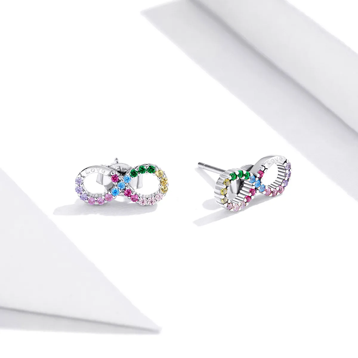 Pandora Style Silver Colorful Symbol of Infinity Stud Earrings - SCE893