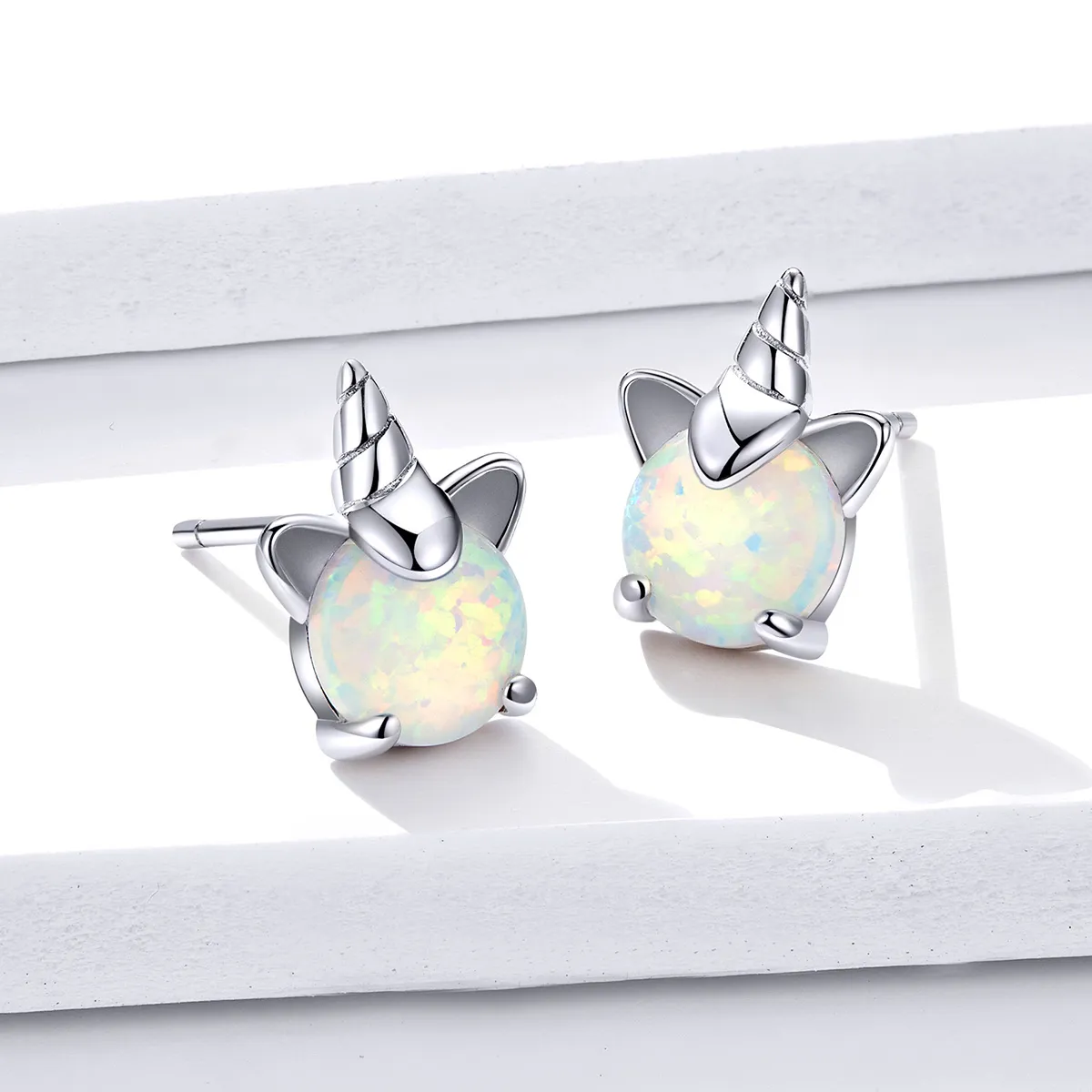 Pandora Style Silver Cute Unicorn Stud Earrings - SCE737