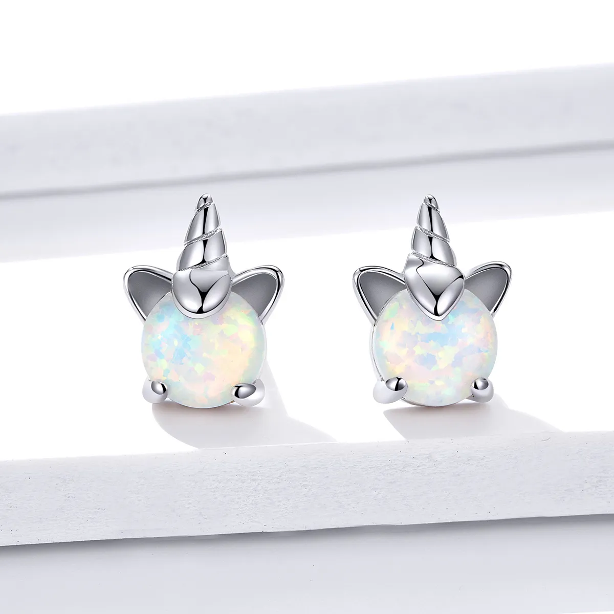 Pandora Style Silver Cute Unicorn Stud Earrings - SCE737