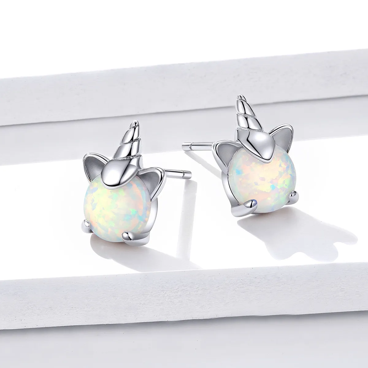 Pandora Style Silver Cute Unicorn Stud Earrings - SCE737