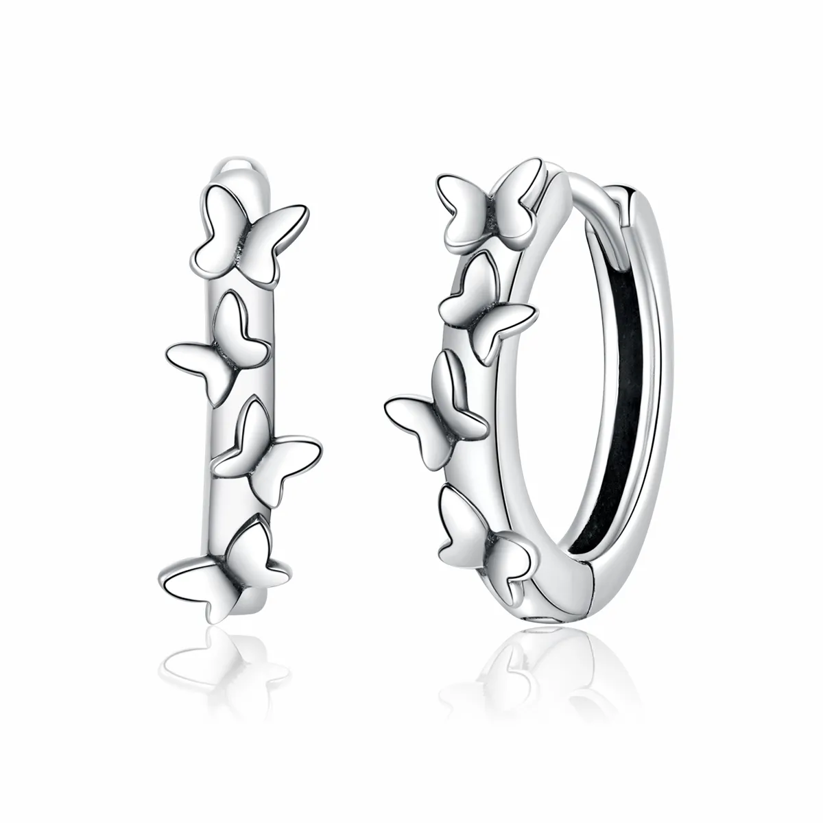 pandora style silver elegant butterflies hoop earrings sce927