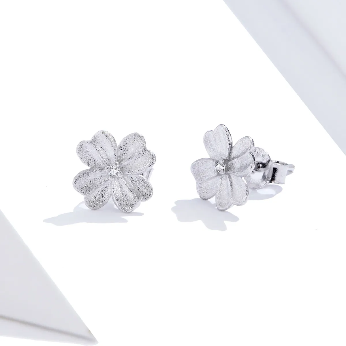 Pandora Style Silver Silver Flower Stud Earrings - SCE864