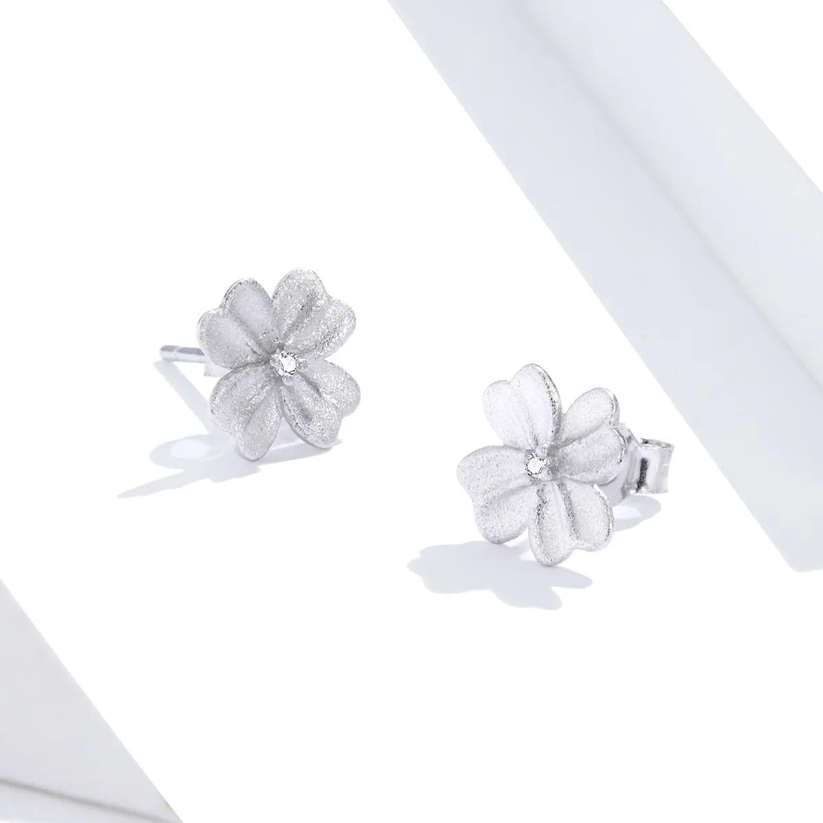 Pandora Style Silver Silver Flower Stud Earrings - SCE864