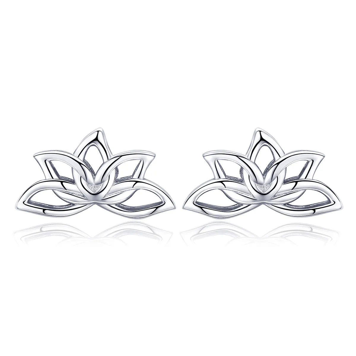 pandora style silver fresh lotus stud earrings bse024