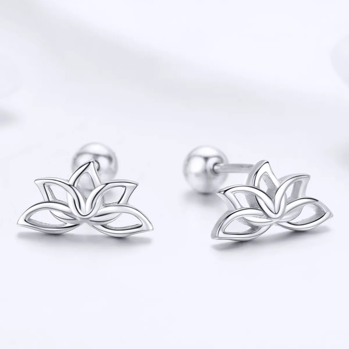 Pandora Style Silver Fresh Lotus Stud Earrings - BSE024