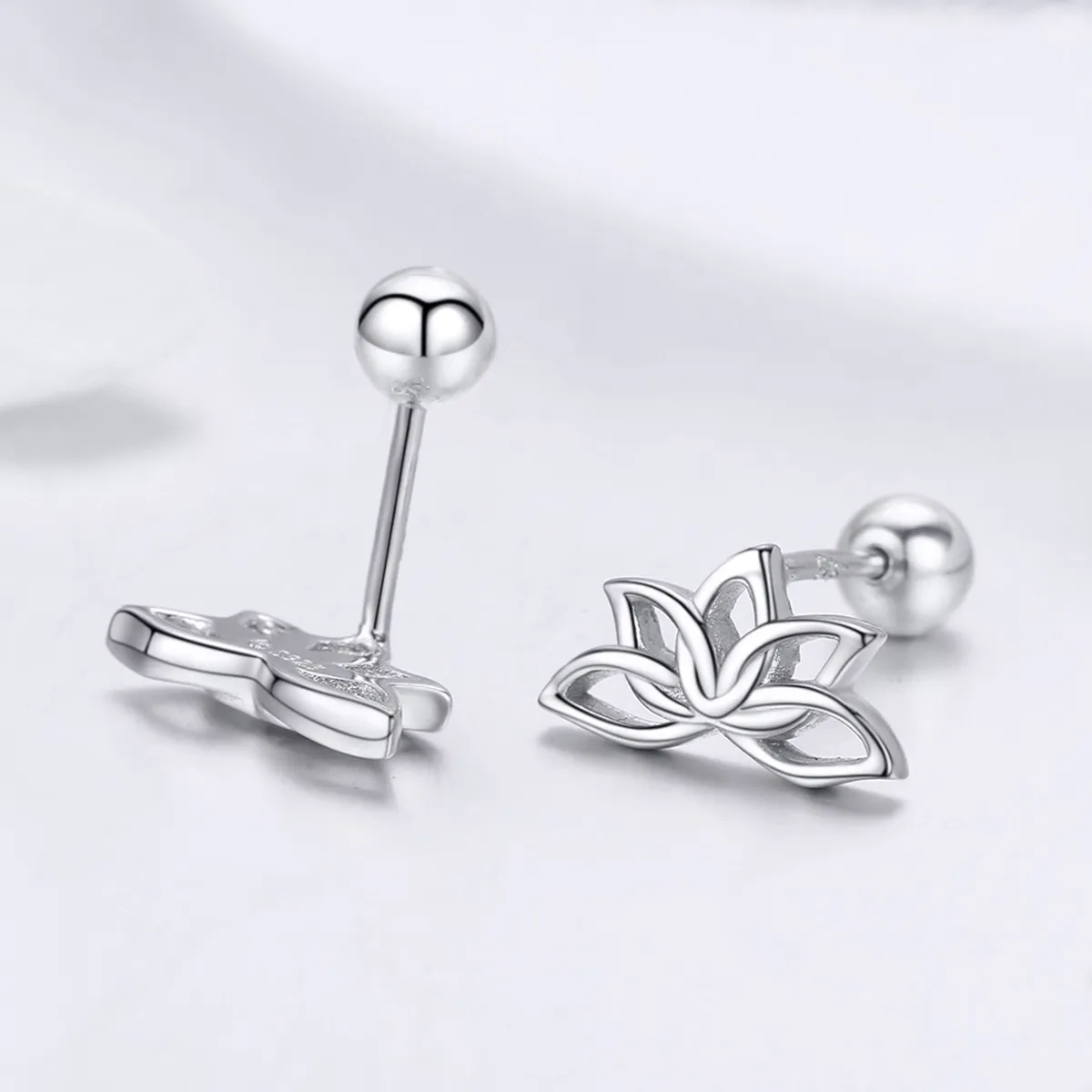 Pandora Style Silver Fresh Lotus Stud Earrings - BSE024