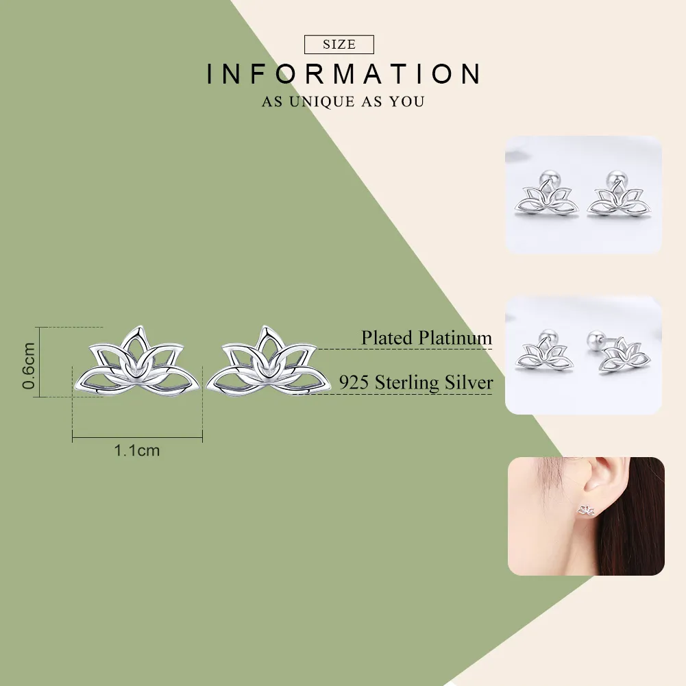 Pandora Style Silver Fresh Lotus Stud Earrings - BSE024