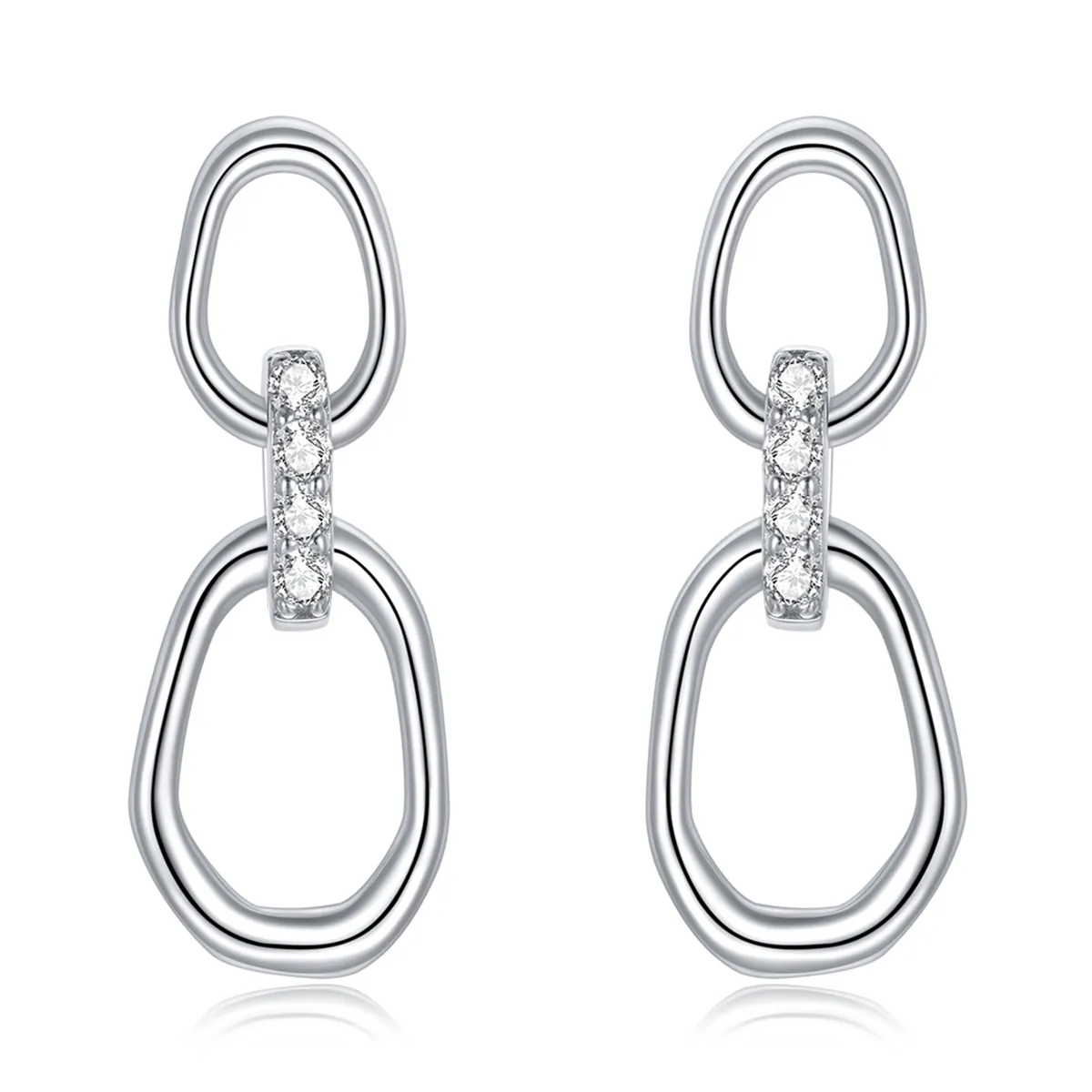 Pandora Style Silver Geometry Dangle Earrings - SCE1016