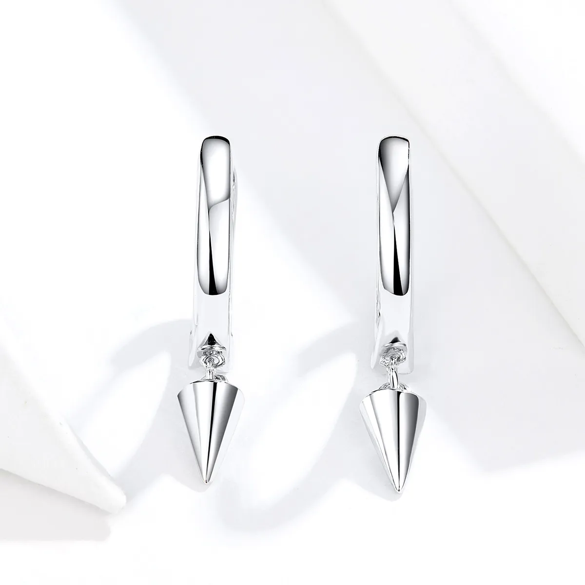 Pandora Style Silver Geometry Dangle Earrings - SCE744