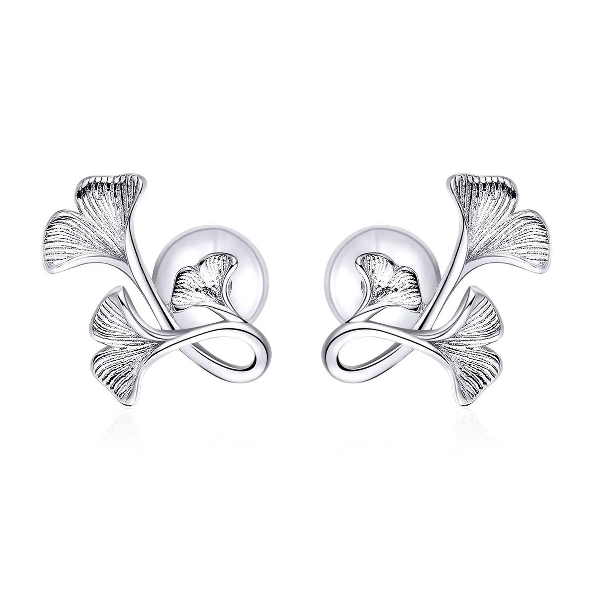 pandora style silver ginkgo leaf stud earrings bse328