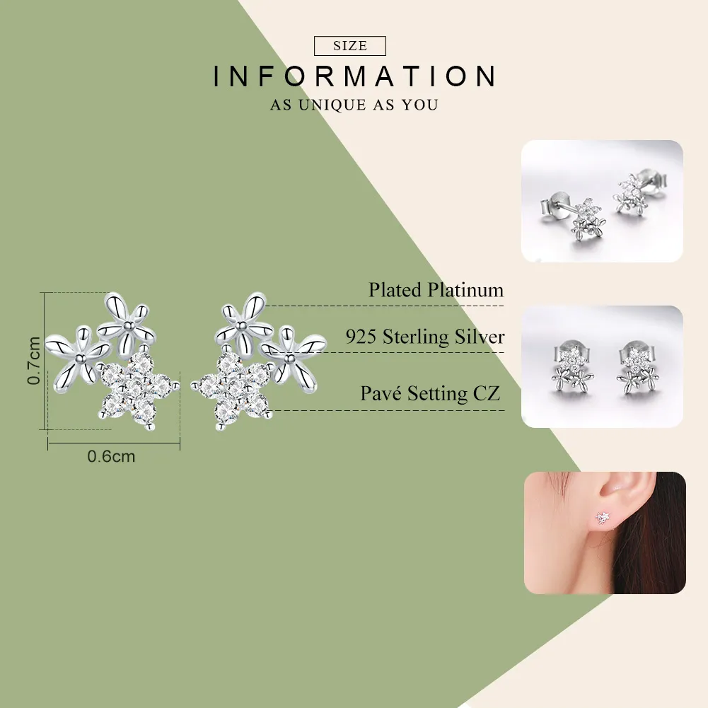 Pandora Style Silver Gypsophila Stud Earrings - BSE030