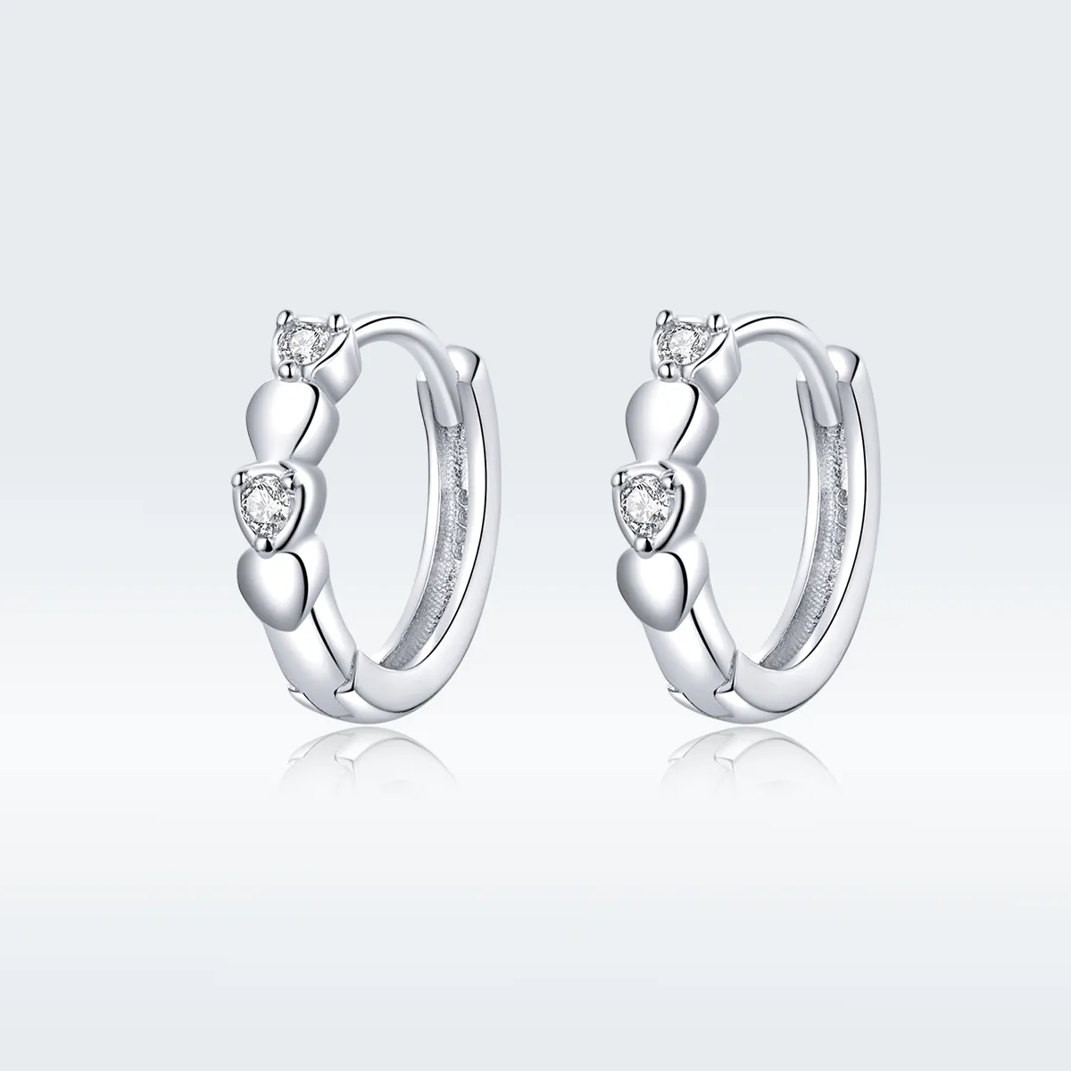 Pandora Style Silver Heart Shape Hoop Earrings - SCE777