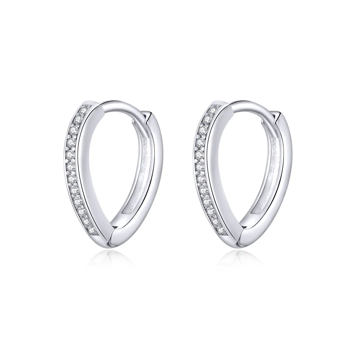 Pandora Style Silver Heart Shape Hoop Earrings - SCE868