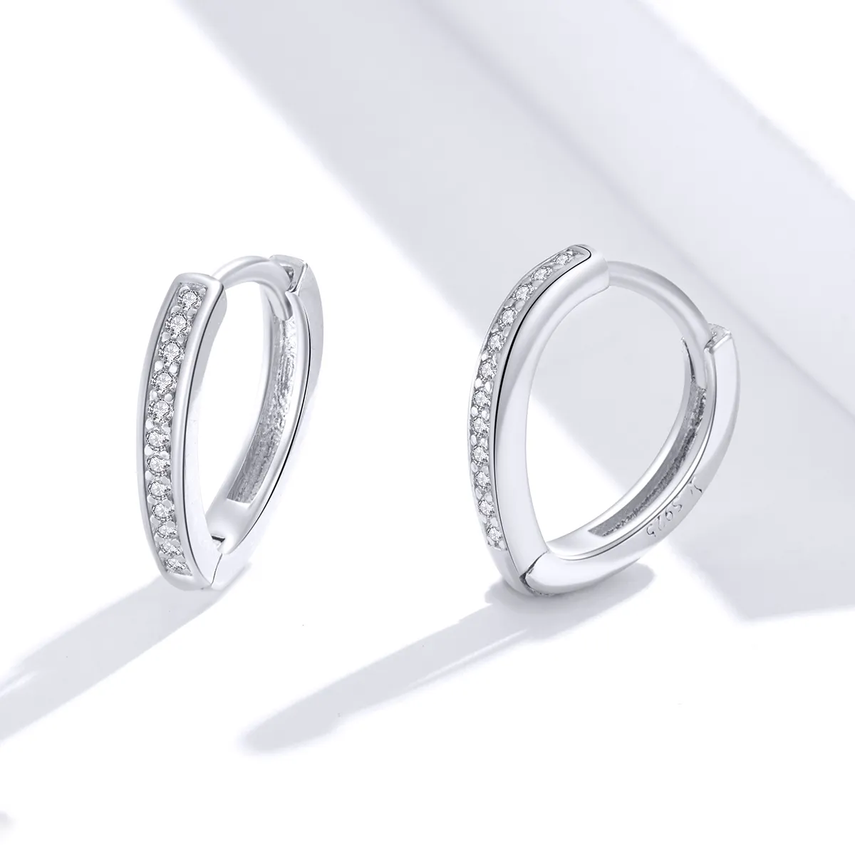 Pandora Style Silver Heart Shape Hoop Earrings - SCE868