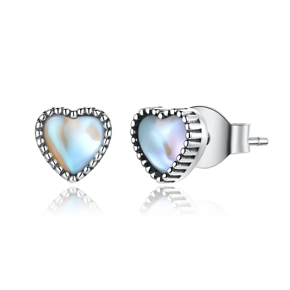 Pandora Style Silver Hearts of glass Stud Earrings - SCE929