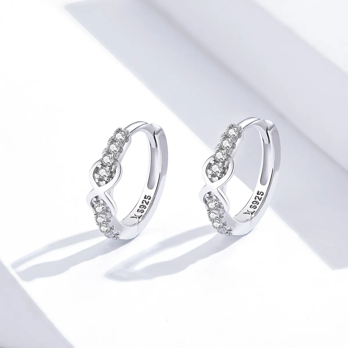 Pandora Style Silver Infinity Symbol Hoop Earrings - SCE872