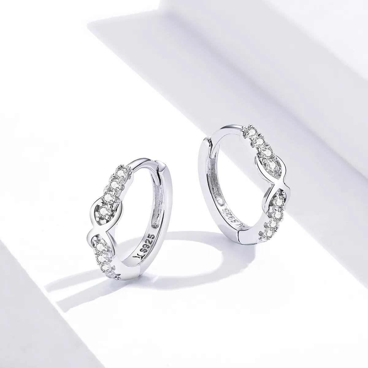 Pandora Style Silver Infinity Symbol Hoop Earrings - SCE872