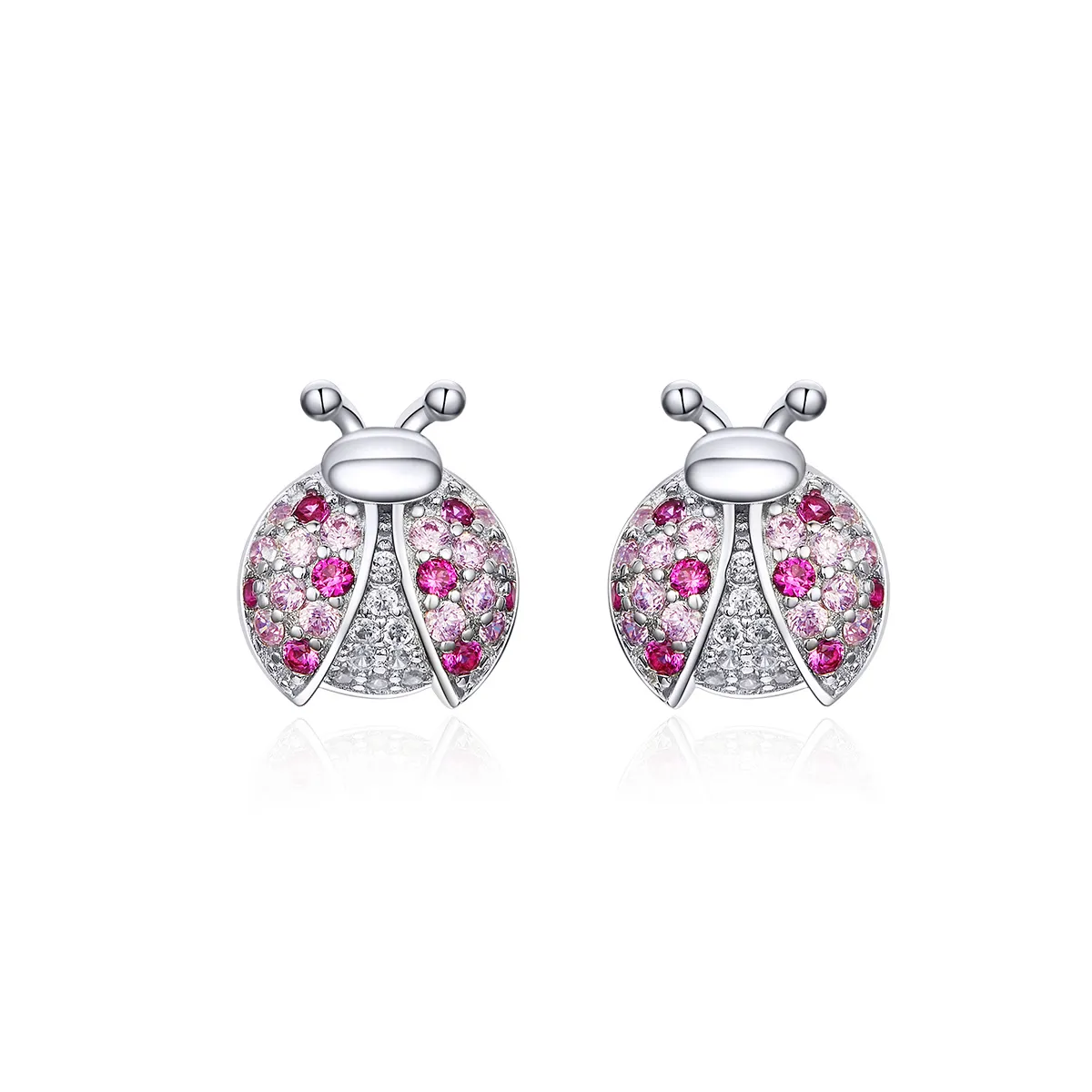 Pandora Style Silver Ladybug Stud Earrings - SCE715