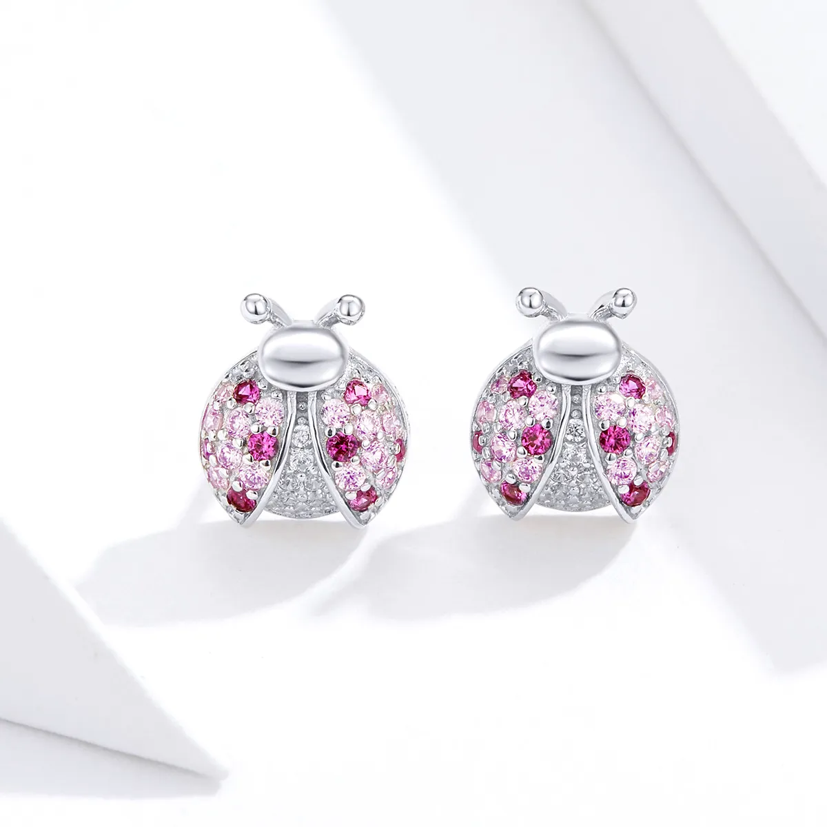 Pandora Style Silver Ladybug Stud Earrings - SCE715