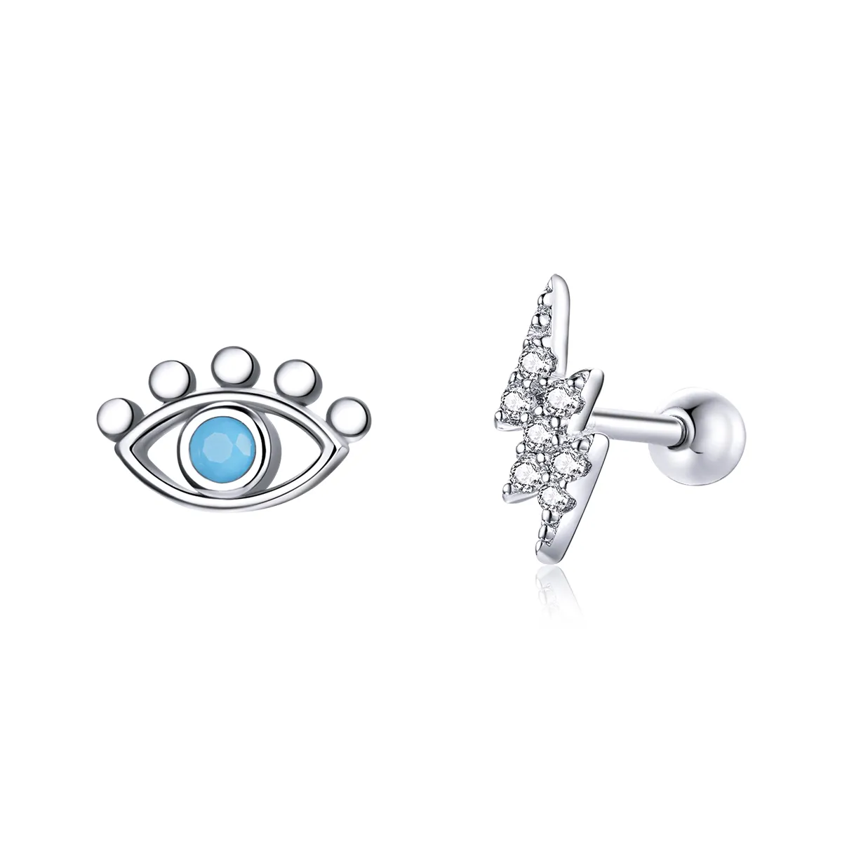 Pandora Style Silver Lightning Eye Stud Earrings - SCE1007