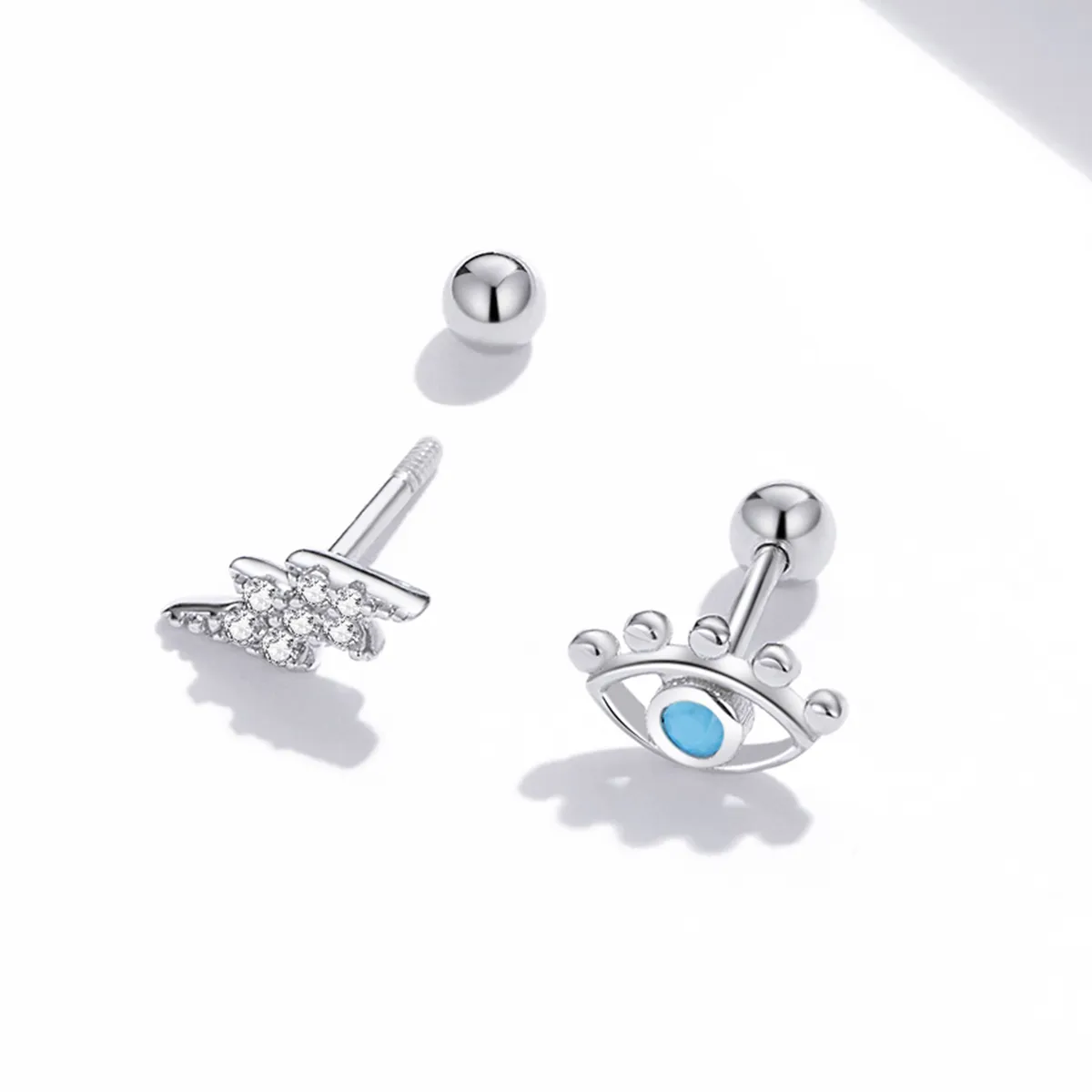 Pandora Style Silver Lightning Eye Stud Earrings - SCE1007