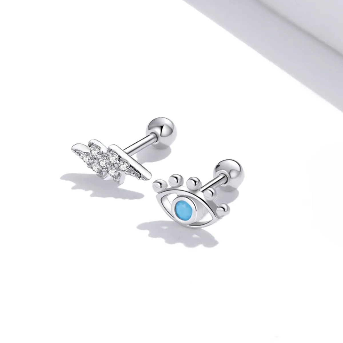 Pandora Style Silver Lightning Eye Stud Earrings - SCE1007