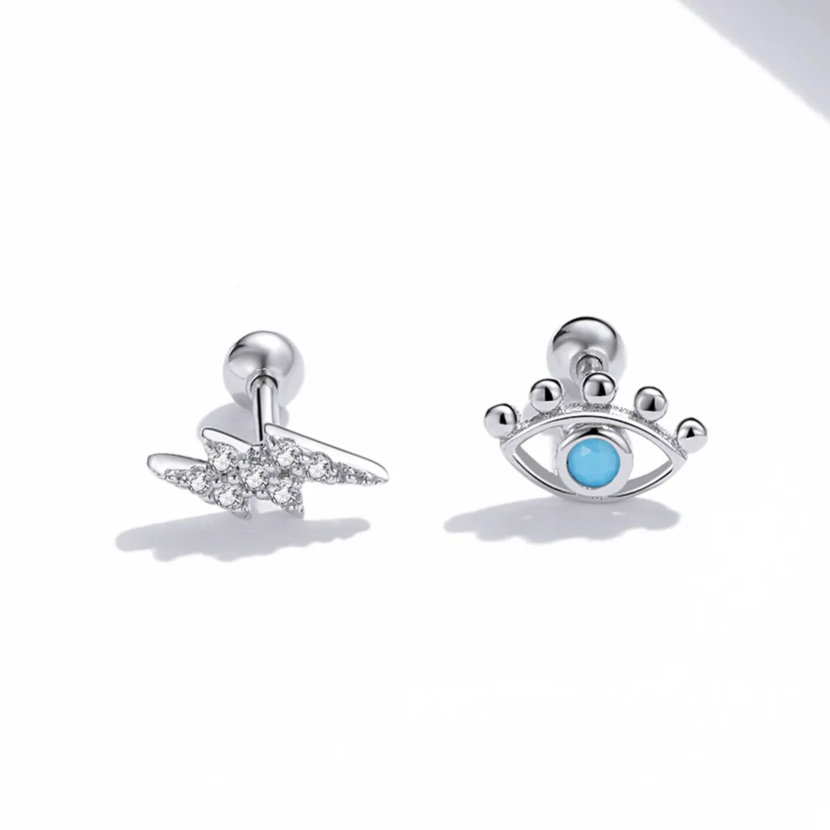 Pandora Style Silver Lightning Eye Stud Earrings - SCE1007