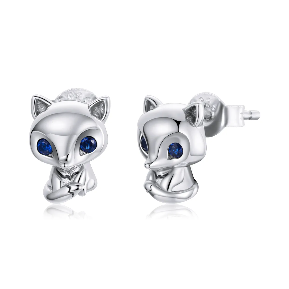 pandora style silver lovely fox stud earrings sce1084