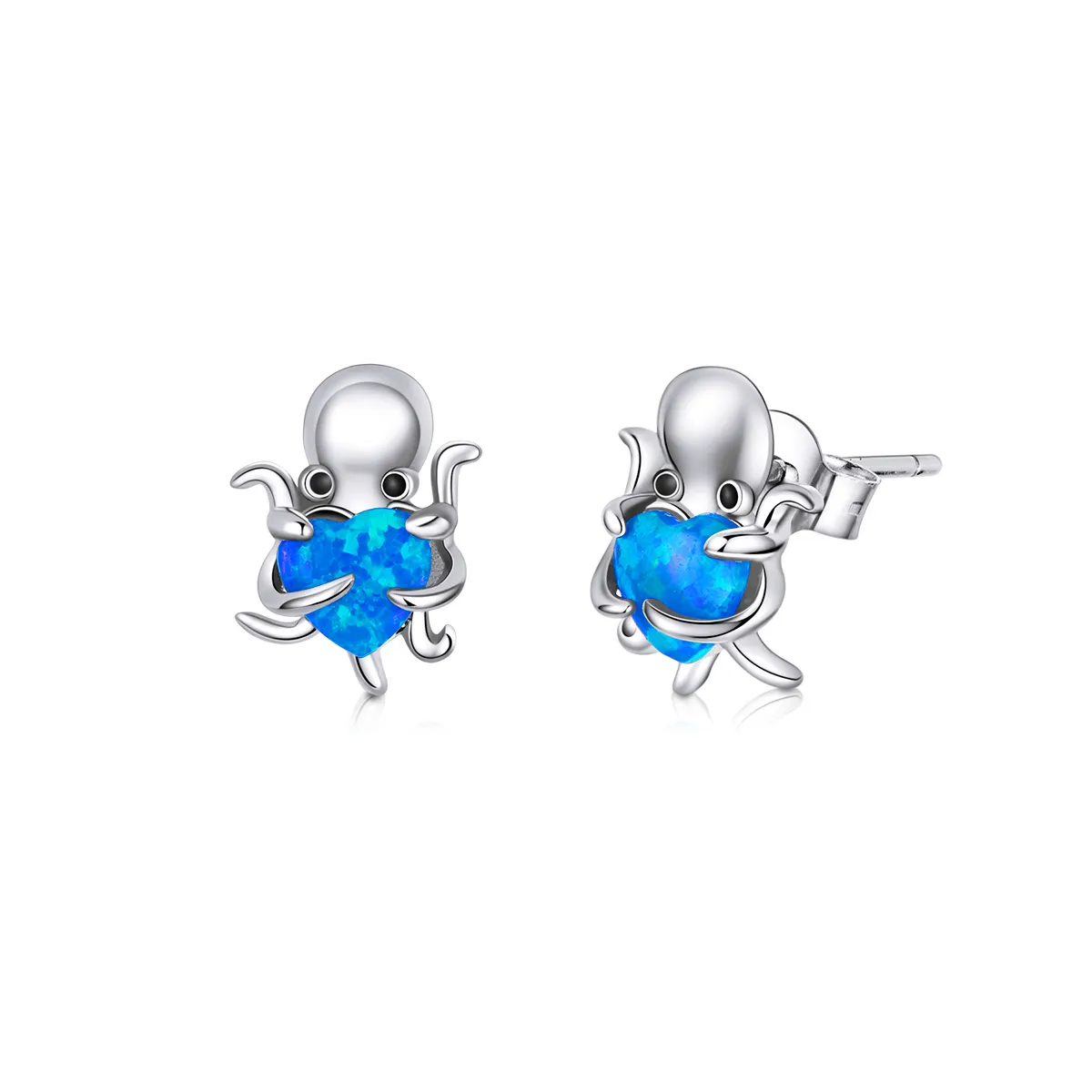 Pandora Style Silver Lovely Octopus Stud Earrings - SCE881