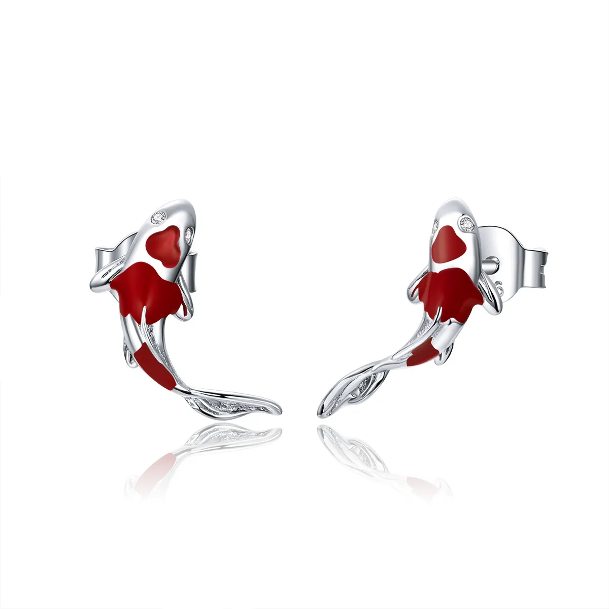 pandora style silver lucky koi stud earrings sce812