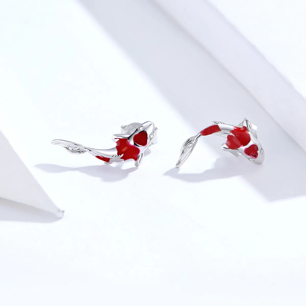 Pandora Style Silver Lucky Koi Stud Earrings - SCE812