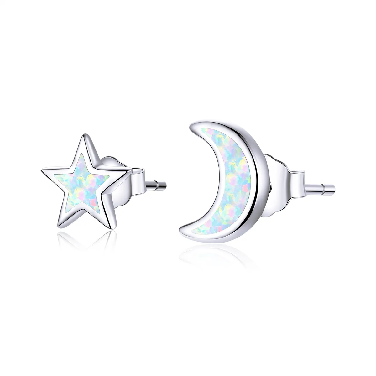 pandora style silver moon and star stud earrings sce875