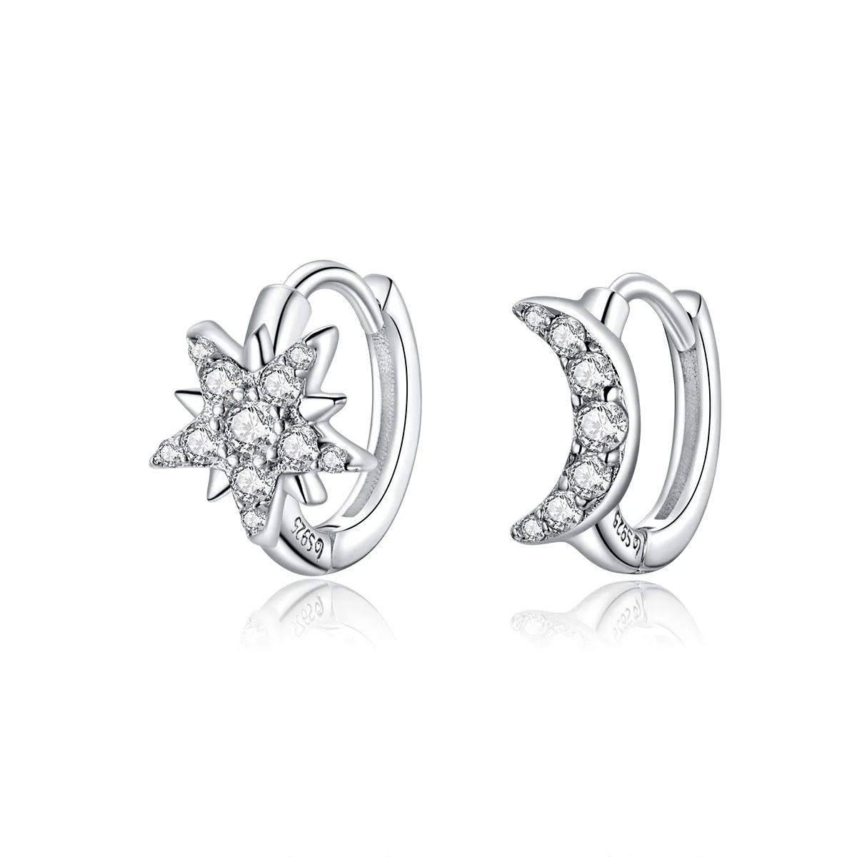 Pandora Style Silver Moon & Star Hoop Earrings - BSE289