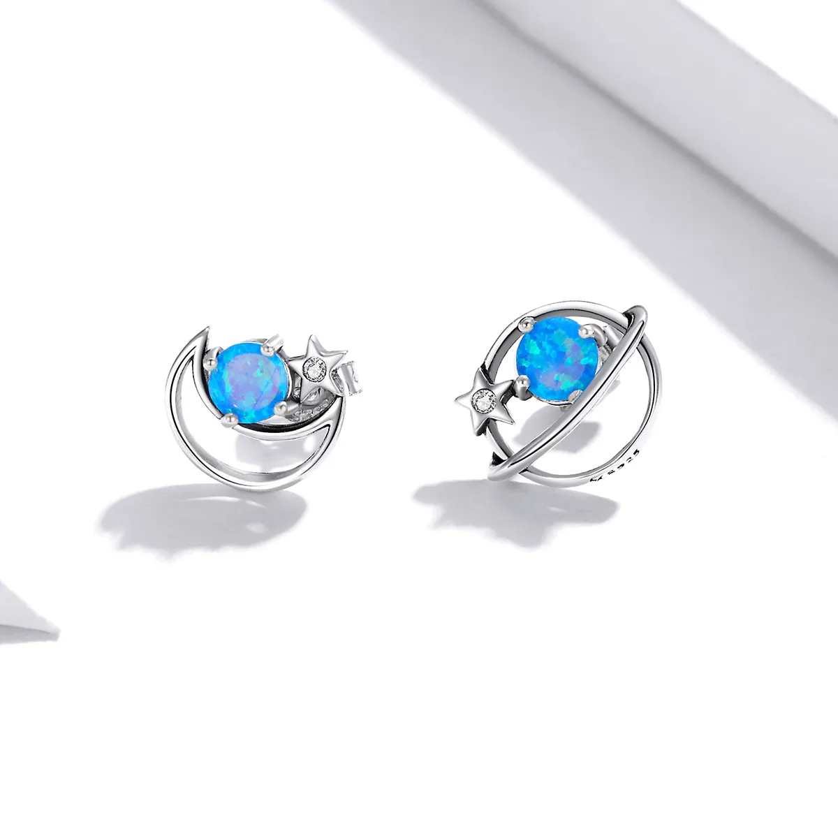 Pandora Style Silver Mysterious Planet Stud Earrings - SCE1133