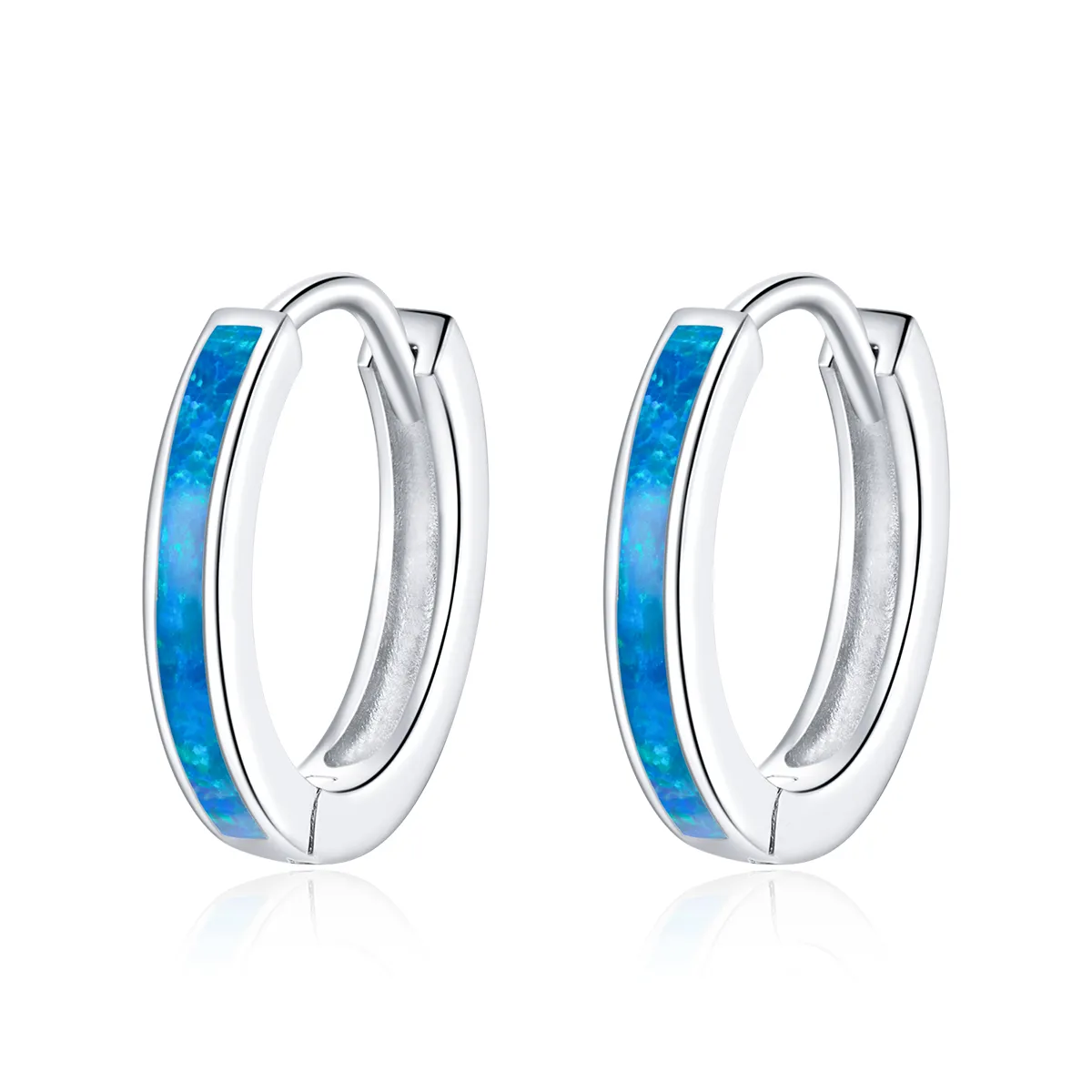 pandora style silver opal hoop earrings sce992