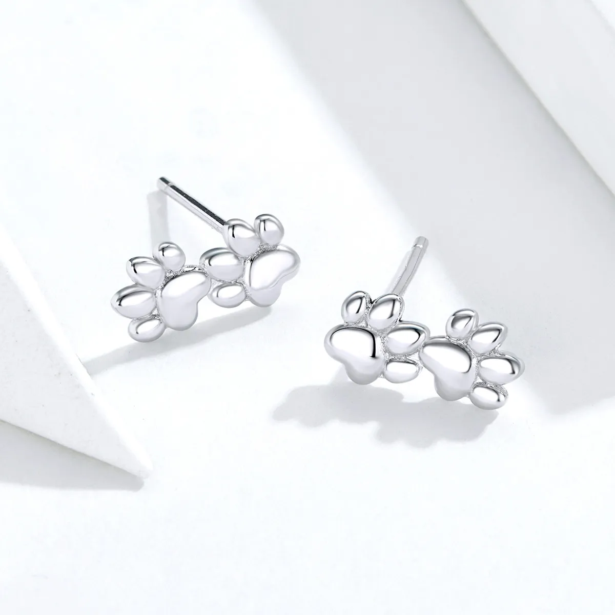 Pandora Style Silver Pet Footprints Stud Earrings - SCE718