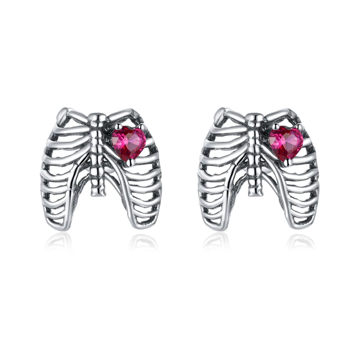 pandora style silver ribs stud earrings sce970