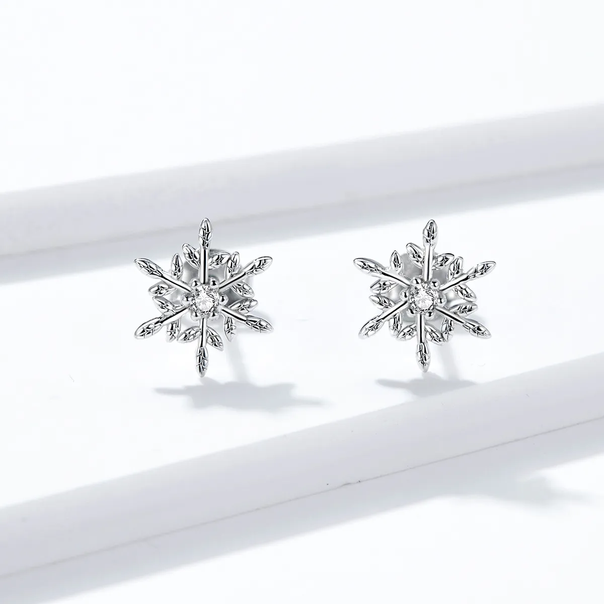 Pandora Style Silver Romantic Snowflakes Stud Earrings - BSE424