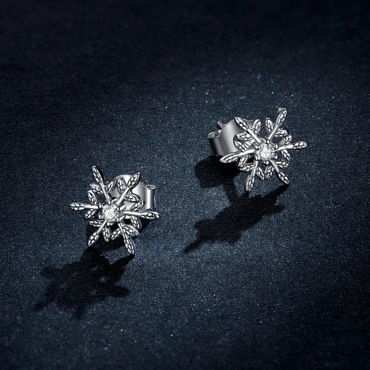 Pandora Style Silver Romantic Snowflakes Stud Earrings - BSE424