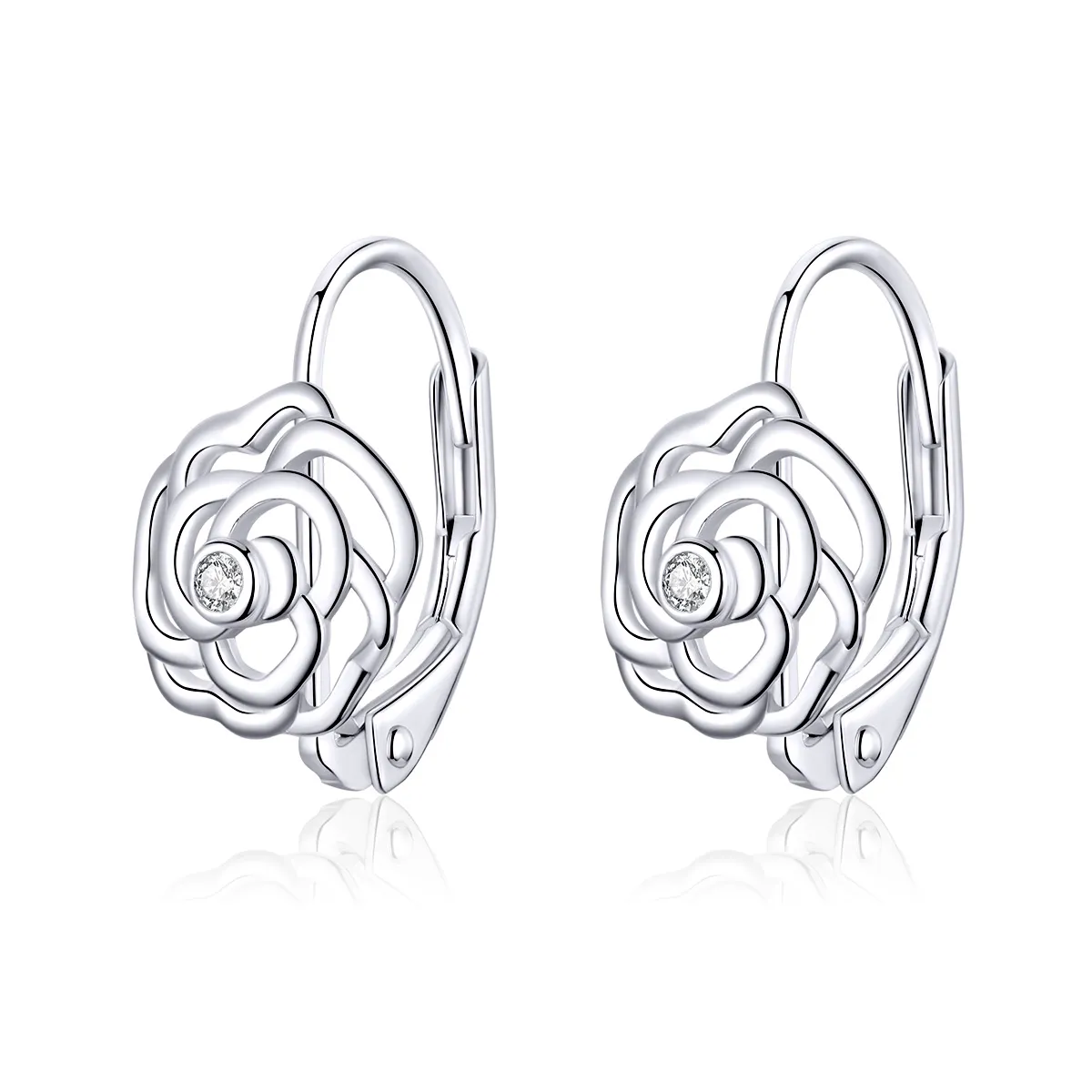 pandora style silver rose hoop earrings sce745