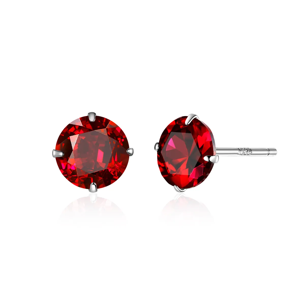 Pandora Style Silver ruby Stud Earrings - BSE166-RD