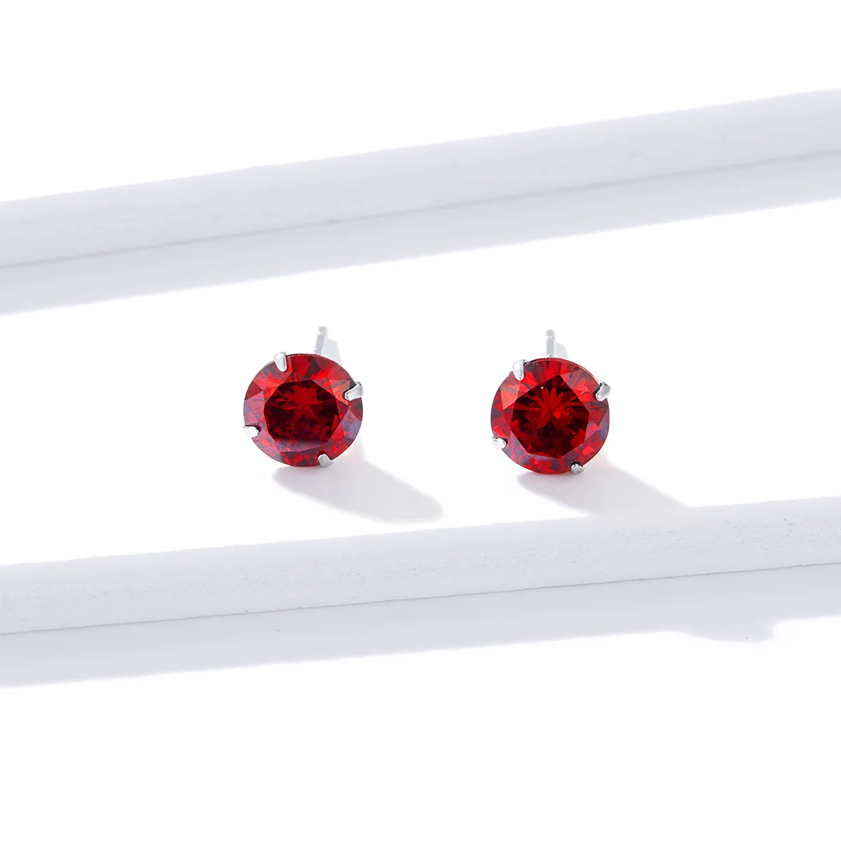 Pandora Style Silver ruby Stud Earrings - BSE166-RD