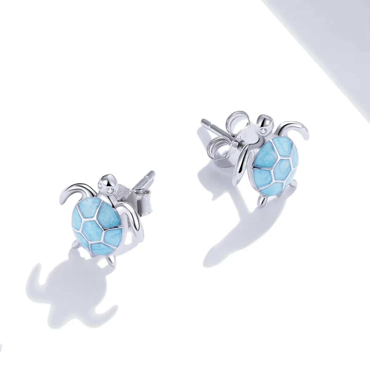 Pandora Style Silver Sea Turtle Stud Earrings - SCE1035