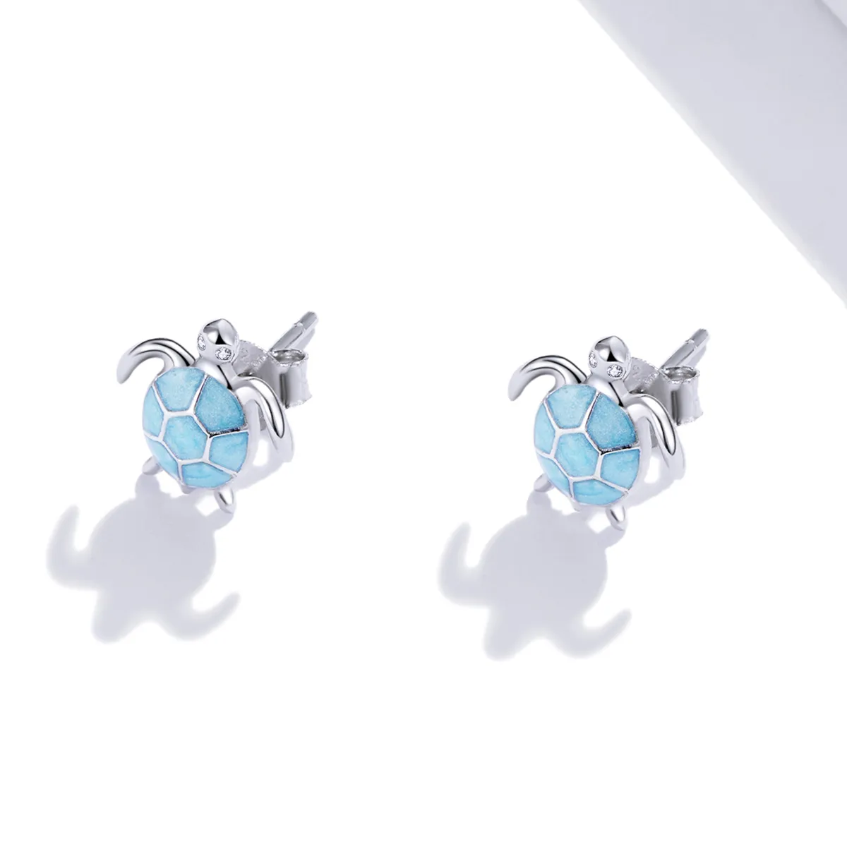 Pandora Style Silver Sea Turtle Stud Earrings - SCE1035