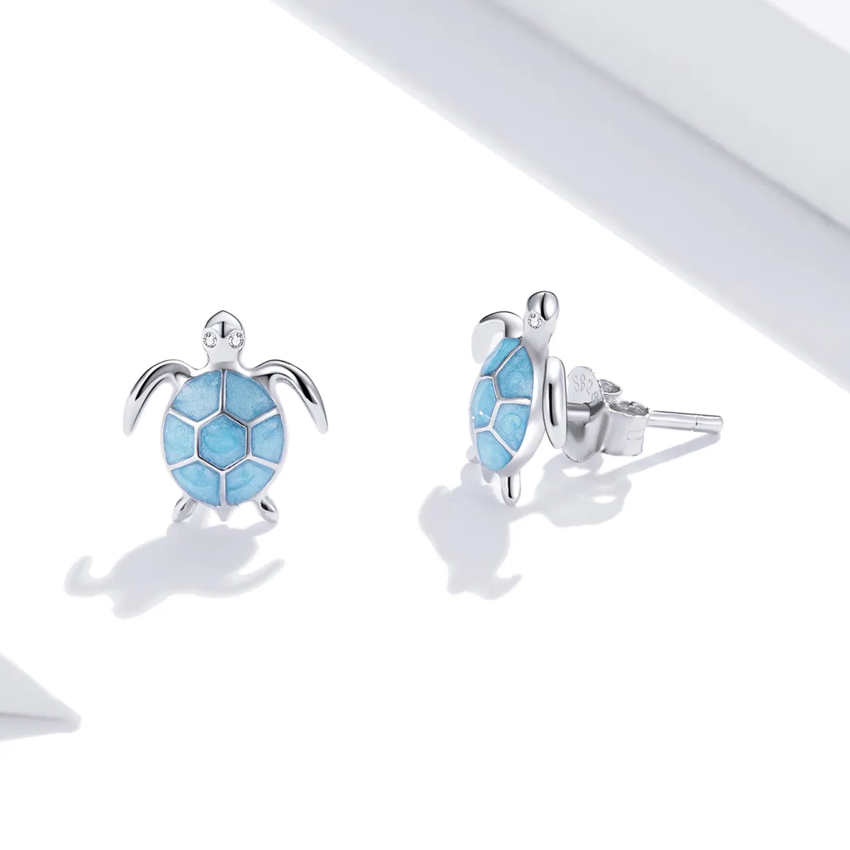 Pandora Style Silver Sea Turtle Stud Earrings - SCE1035