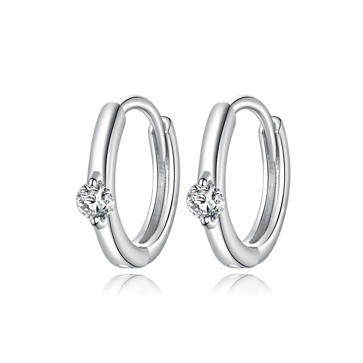 Pandora Style Silver Shining Diamond Hoop Earrings - SCE1050-A